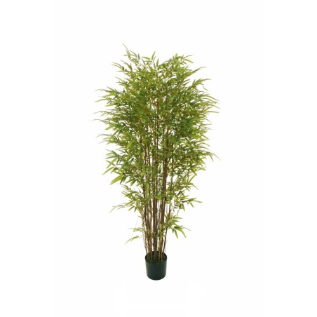 Lot de 2 - Bambou oriental artificiel toucher réel en pot, 180 cm - vert 
