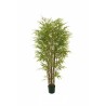 Lot de 2 - Bambou oriental artificiel toucher réel en pot, 180 cm - vert 