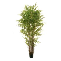 Lot de 2 - Bambou oriental artificiel toucher réel en pot, 210 cm - vert 