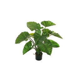 Lot de 2 - Plante artificielle d'alocasia toucher réel en pot, 95 cm - vert 