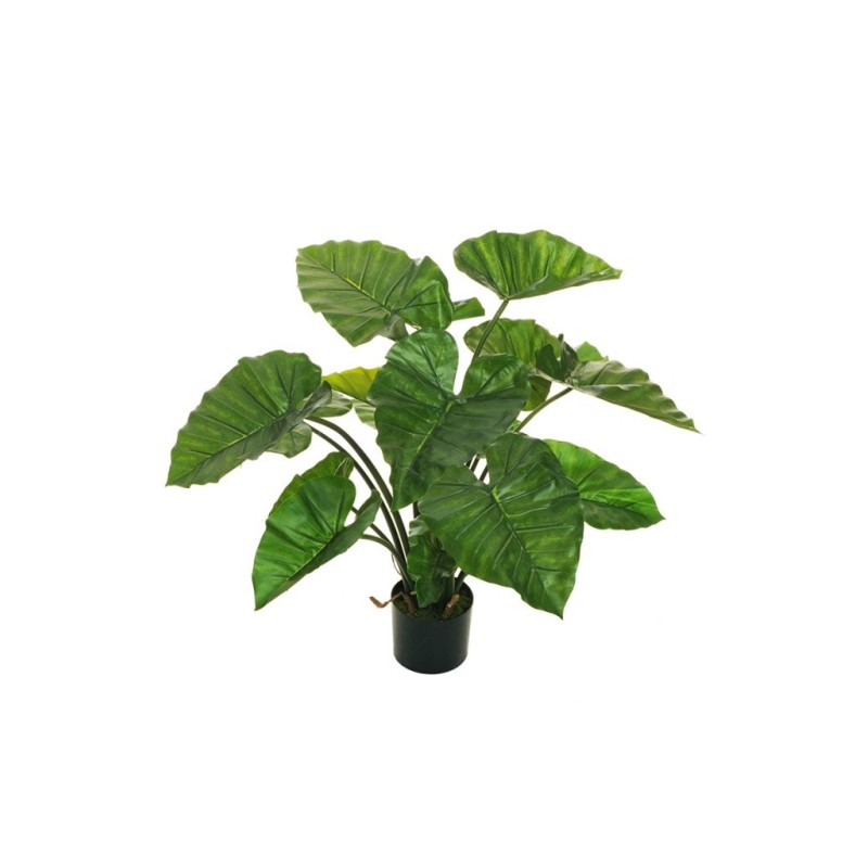 Lot de 2 - Plante artificielle d'alocasia toucher réel en pot, 95 cm - vert 