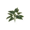 Lot de 18 - Buisson artificiel d'alocasia toucher réel X12, 56 cm - vert foncé blanc 
