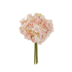 Lot de 12 - Bouquet artificiel d'hortensias Juliette X4, 35 cm - rose clair crème 
