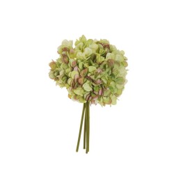 Lot de 12 - Bouquet artificiel d'hortensias Juliette X4, 35 cm - vert violet 