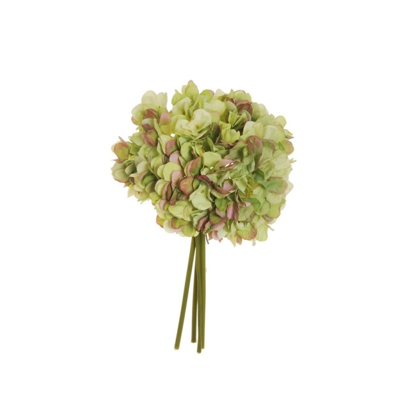 Lot de 12 - Bouquet artificiel d'hortensias Juliette X4, 35 cm - vert violet 