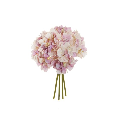 Lot de 12 - Bouquet artificiel d'hortensias Juliette X4, 35 cm - lilas clair blanc 