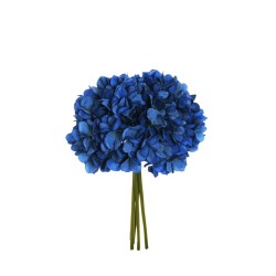 Lot de 12 - Bouquet artificiel d'hortensias Juliette X4, 35 cm - bleu foncé 