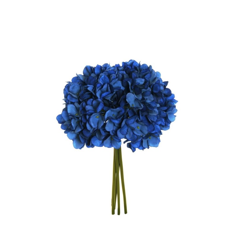 Lot de 12 - Bouquet artificiel d'hortensias Juliette X4, 35 cm - bleu foncé 