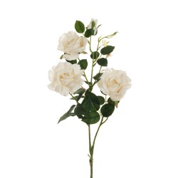 Lot de 12 - Tige artificielle de rose Margaret X3, 88 cm - ivoire 