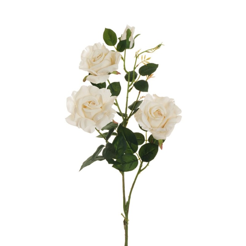 Lot de 12 - Tige artificielle de rose Margaret X3, 88 cm - ivoire 