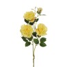Lot de 12 - Tige artificielle de rose Margaret X3, 88 cm - jaune clair 