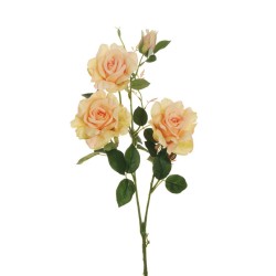 Lot de 12 - Tige artificielle de rose Margaret X3, 88 cm - saumon 