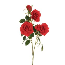 Lot de 12 - Tige artificielle de rose Margaret X3, 88 cm - rouge 