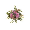 Lot de 6 - Bouquet artificiel de roses chou, eucalyptus et baies X8, 33 cm - rose foncé 