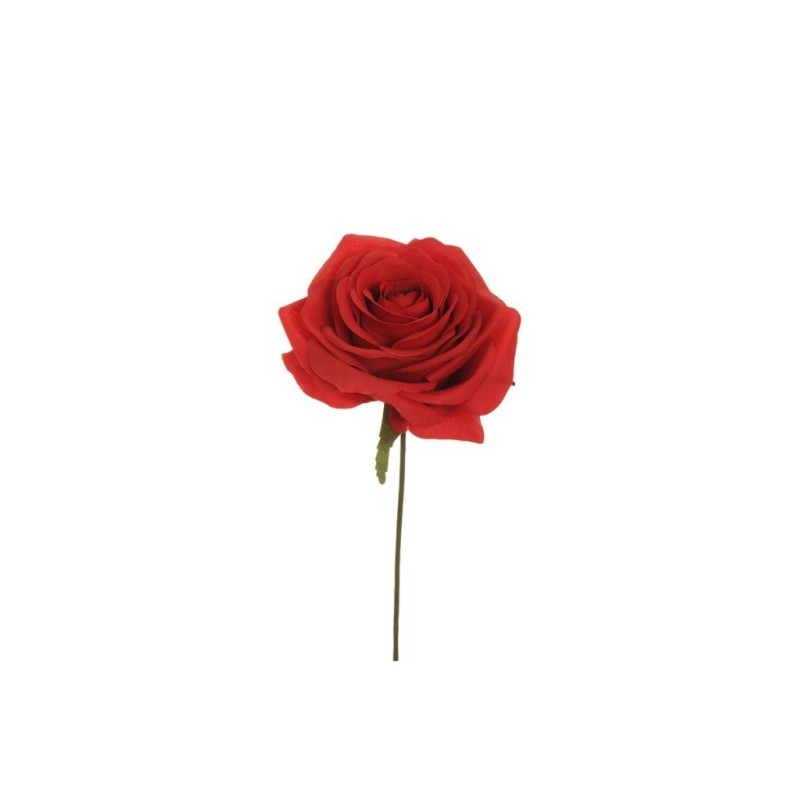Lot de 80 - Tête artificielle de rose Equateur, 21 cm - rouge 