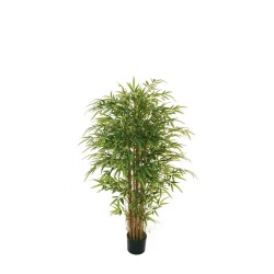 Lot de 2 - Bambou oriental artificiel toucher réel en pot, 150 cm - vert 