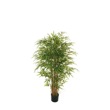 Lot de 2 - Bambou oriental artificiel toucher réel en pot, 150 cm - vert 
