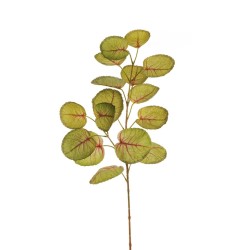 Lot de 24 - Tige artificielle de feuilles de caladium rondes impression 3D toucher réel X2, 75 cm - vert rouge 