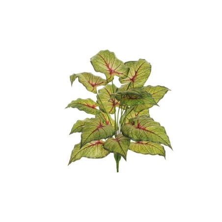 Lot de 6 - Plante artificielle de caladium impression 3D toucher réel, 80 cm - vert rouge 