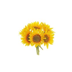 Lot de 24 - Bouquet artificiel de tournesols X6, 22 cm - jaune 