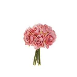 Lot de 12 - Bouquet artificiel de roses bridal X9, 25 cm - mauve 