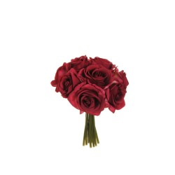 Lot de 12 - Bouquet artificiel de roses bridal X9, 25 cm - fuchsia 