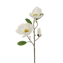 Lot de 12 - Tige artificielle de magnolia X3, 54 cm - blanc 