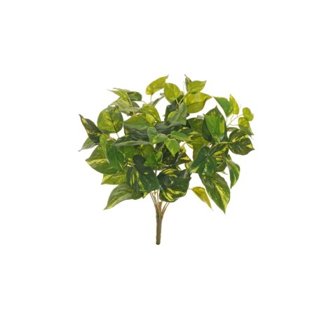 Lot de 12 - Buisson artificiel de pothos toucher réel X8, 40 cm - vert jaune 