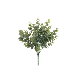 Lot de 36 - Buisson artificiel d'eucalyptus floqué X7, 35 cm - vert gris 