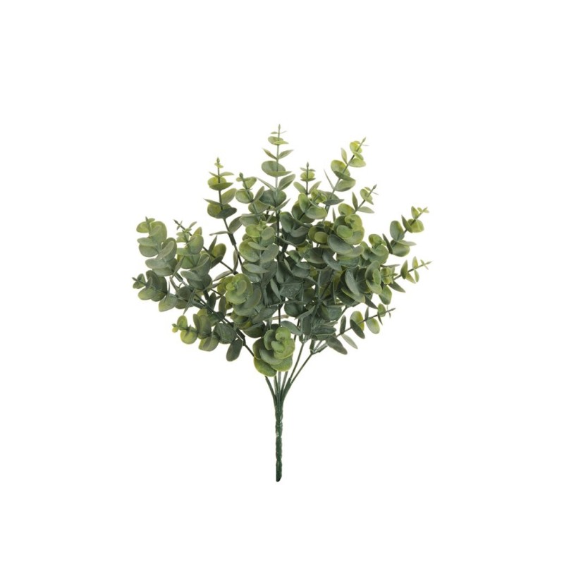 Lot de 36 - Buisson artificiel d'eucalyptus floqué X7, 35 cm - vert gris 