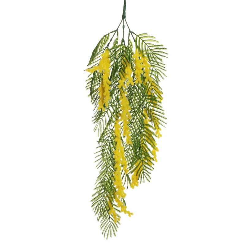 Lot de 12 - Buisson suspendu artificiel de mimosa X3, 73 cm - jaune 
