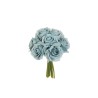 Lot de 12 - Bouquet artificiel de roses bridal X9, 25 cm - bleu poussiéreux 
