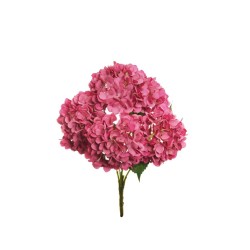 Lot de 12 - Buisson artificiel d'hortensias Juliette X5, 50 cm - fuchsia 