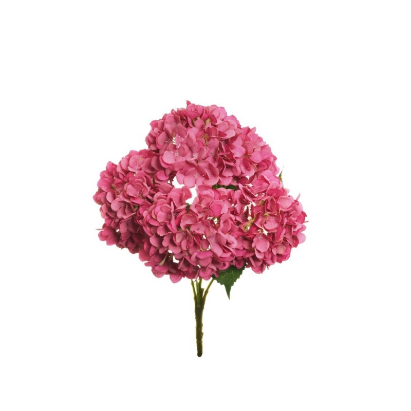 Lot de 12 - Buisson artificiel d'hortensias Juliette X5, 50 cm - fuchsia 