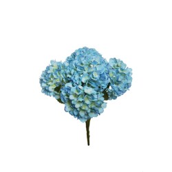 Lot de 12 - Buisson artificiel d'hortensias Juliette X5, 50 cm - bleu clair 