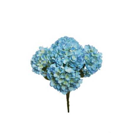 Lot de 12 - Buisson artificiel d'hortensias Juliette X5, 50 cm - bleu clair 