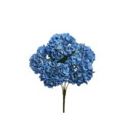 Lot de 12 - Buisson artificiel d'hortensias Juliette X5, 50 cm - bleu 
