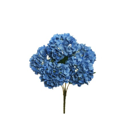 Lot de 12 - Buisson artificiel d'hortensias Juliette X5, 50 cm - bleu 