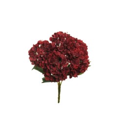 Lot de 12 - Buisson artificiel d'hortensias Juliette X5, 50 cm - rouge 