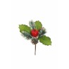 Lot de 96 - Pic artificiel pommes de pin, pomme, pin enneigé et houx, 13 cm - rouge vert marron 