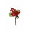 Lot de 60 - Pic artificiel pomme de pin, pomme, baies et houx, 19,5 cm - rouge 