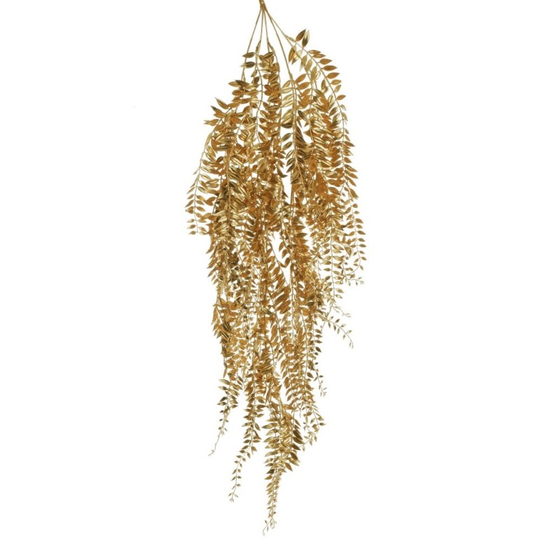 Lot de 6 - Buisson suspendu artificiel de ruscus métallisé X5, 107 cm - or 