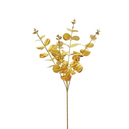 Lot de 36 - Tige artificielle d'eucalyptus métallisée X4, 62 cm - or 