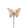 Lot de 24 - Papillon artificiel velours pailleteux, 55 cm - rose ancien 