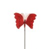 Lot de 24 - Papillon artificiel velours pailleteux, 55 cm - rouge 