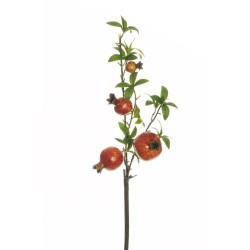 Lot de 24 - Tige artificielle de grenades X4, 70 cm - rouge jaune 