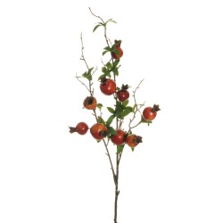 Lot de 12 - Branche artificielle de grenades X3, 100 cm - rouge jaune 
