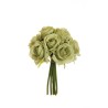 Lot de 12 - Bouquet artificiel de roses bridal X9, 25 cm - vert sauge 