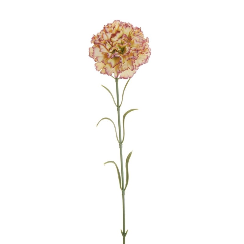 Lot de 48 - Œillet artificiel aspect séché, 53 cm - jaune clair violet 