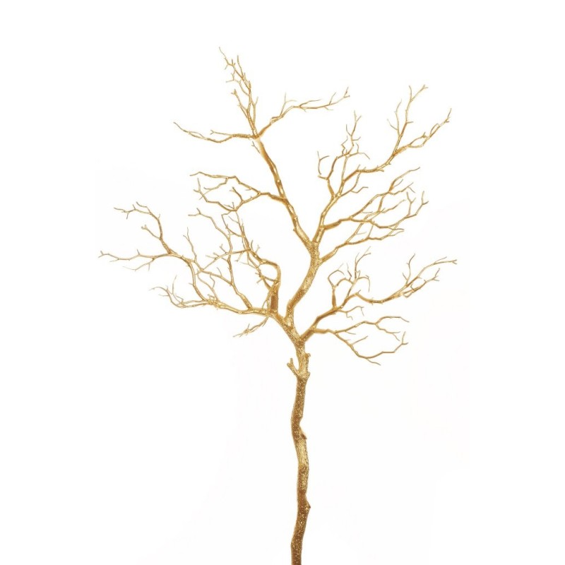 Lot de 8 - Grande branche artificielle de manzanita métallisée, 96 cm - or 